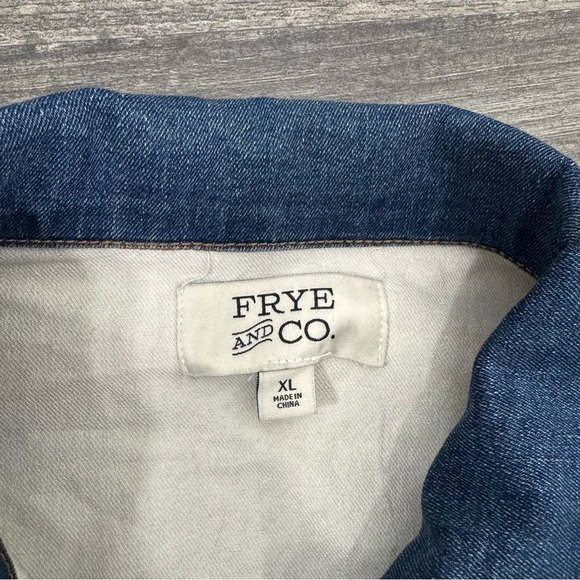 Frye and Co Denim Jean Jacket Western Aztec Southwestern Trucker Size XL - Picture 5 of 10